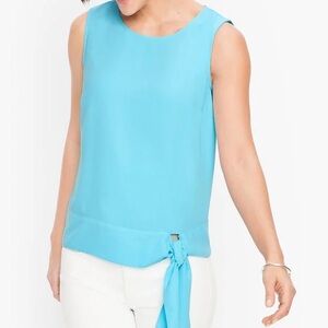 NWT Talbots‎ Crepe Side Tie Top In Blue Size 10 Petite
